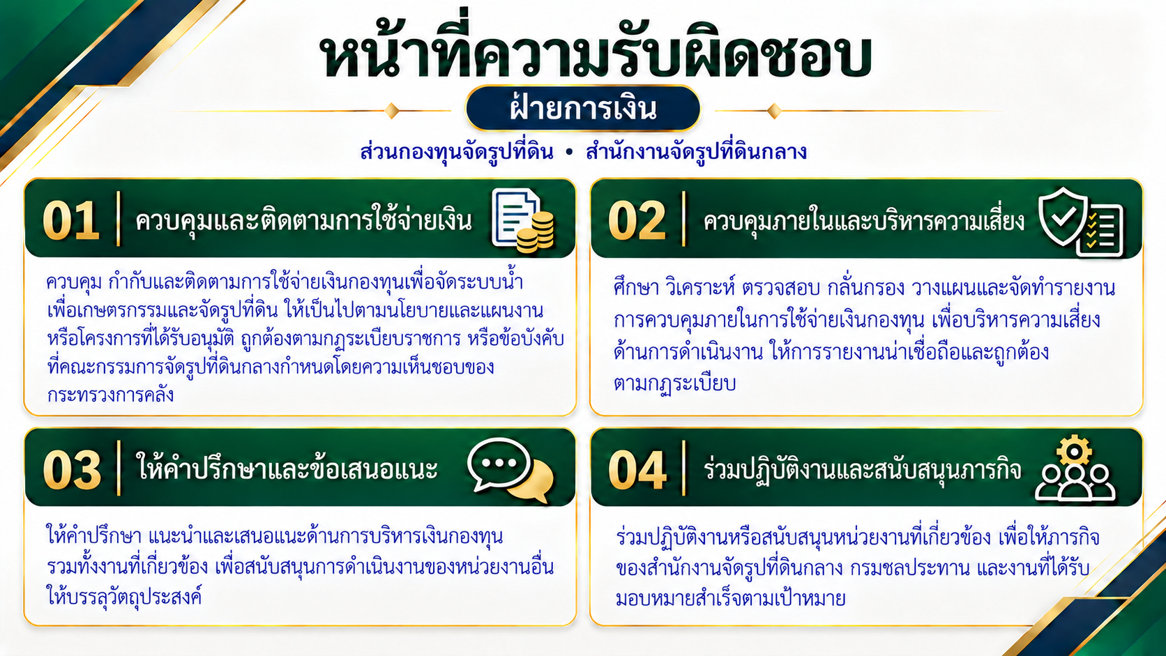 หน้าที่ความรับผิดชอบฝ่ายการเงิน